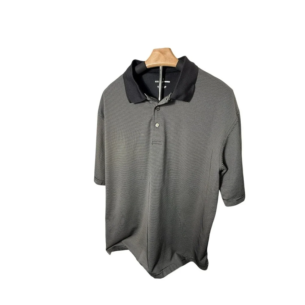 Grand Slam Golf Polo‎ Shirt XL Polyester Black White Striped Performance Sport